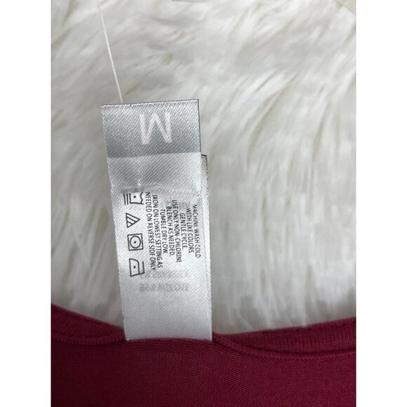 NWT Amclos Medium Short Sleeve Maroon Top Flowy Buttons Stretchy - Picture 2 of 7